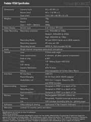 Predator spec sheet